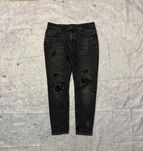 Ciemne jeansowe spodnie Slim Fit Zara dziury przetarcia - Size 42