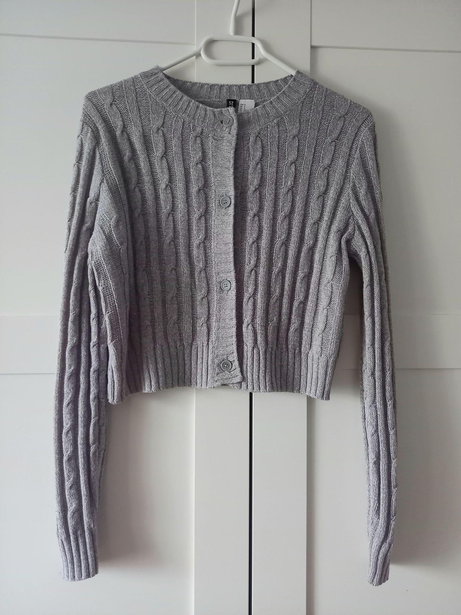 Sweter szary H&M guziki rozmiar S