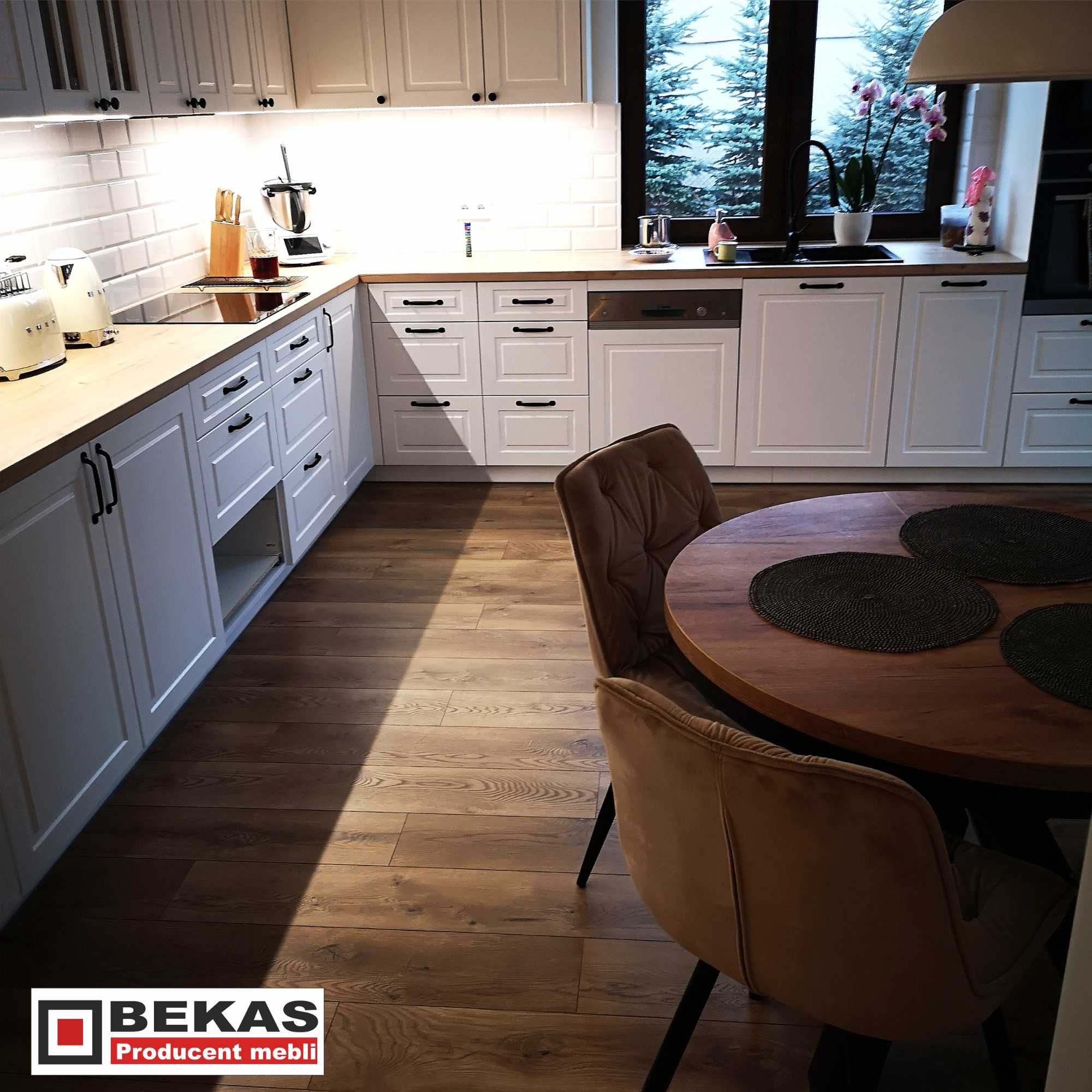 Biała Witryna Barek 181` Premium Struktura Dąb Lakier. Producent BEKAS