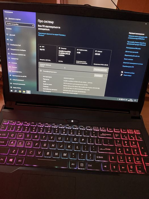 Ігровий Ноутбук Clevo 16/256gb i7-8750H