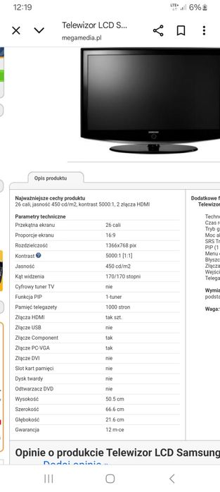 Telewizor Samsung 26 cali