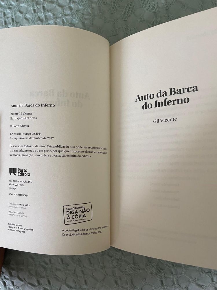 Livro “Auto da Barca do Inferno”