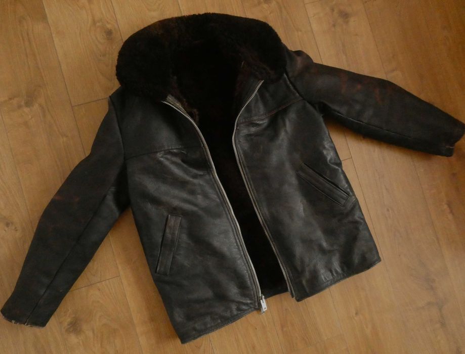 Kurtka skórzana męska skóra PILOTKA Kożuch MILITARY lotnicza L