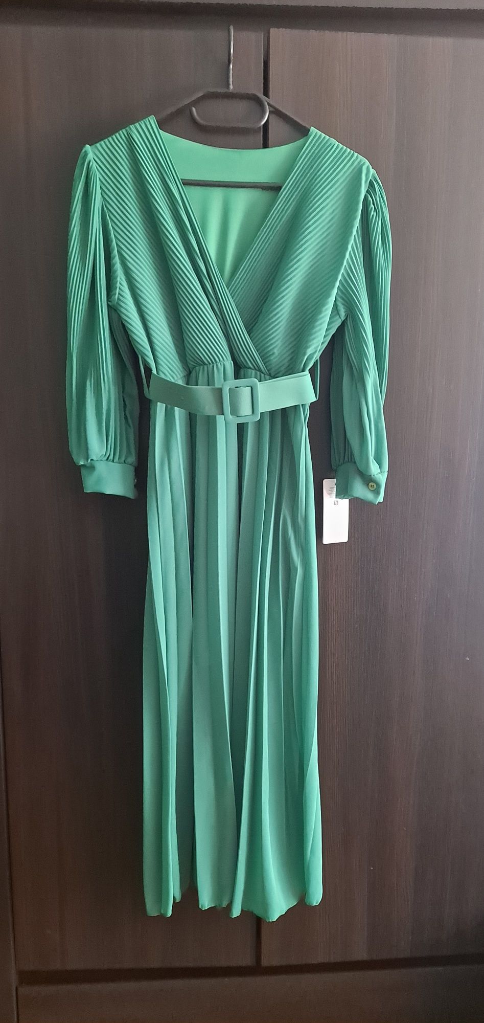 Sukienka midi plisowana zielona morska turkus od s do xl