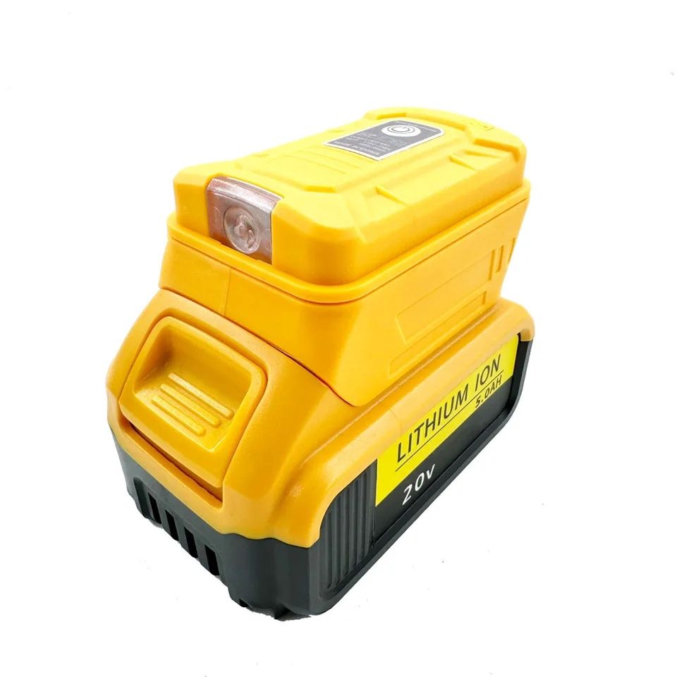 адаптер с фонариком и USB для аккумуляторов инструмента Makita/Dewalt
