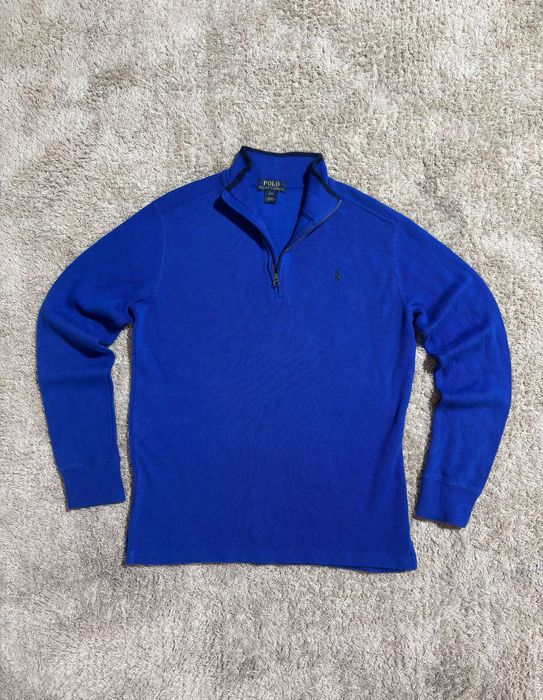 Polo Ralph Lauren Half Zip - Azul - L(14-16) - Serve tal e qual como S