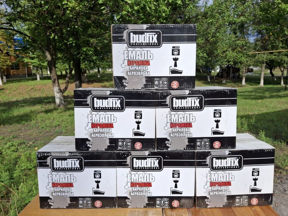 Краска эмаль акриловая керамическая в баллончике белая BUDFIX 400 мл