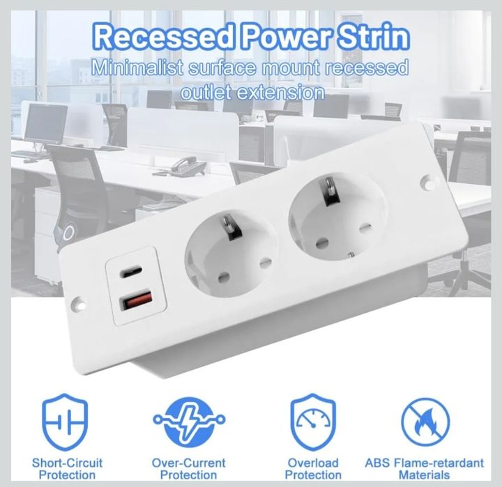 HIULLEN Gniazdko stołowe, chowane, z PD20 W