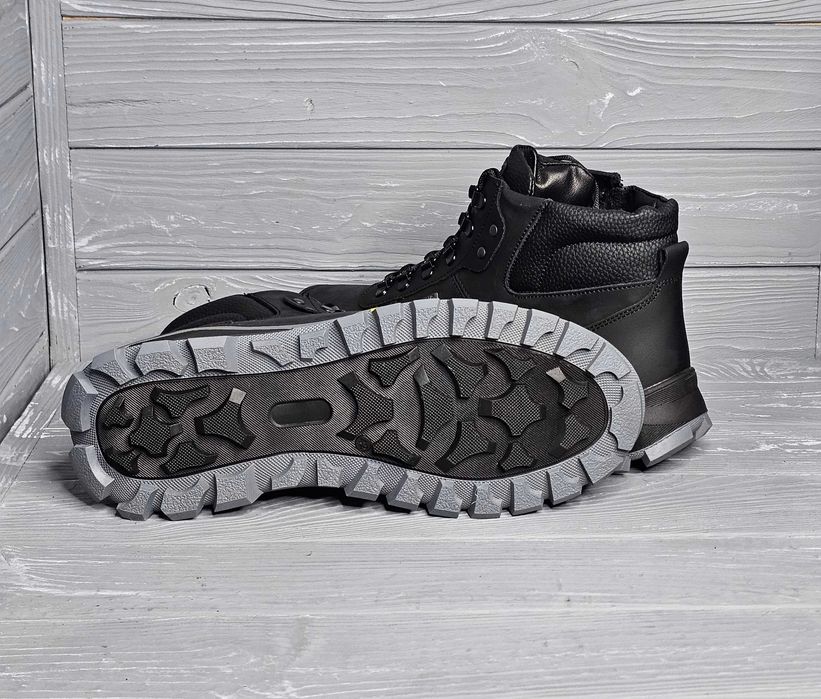 40-48р! Мужские черные зимние харьковские ботинки шнурок змейка Баталы