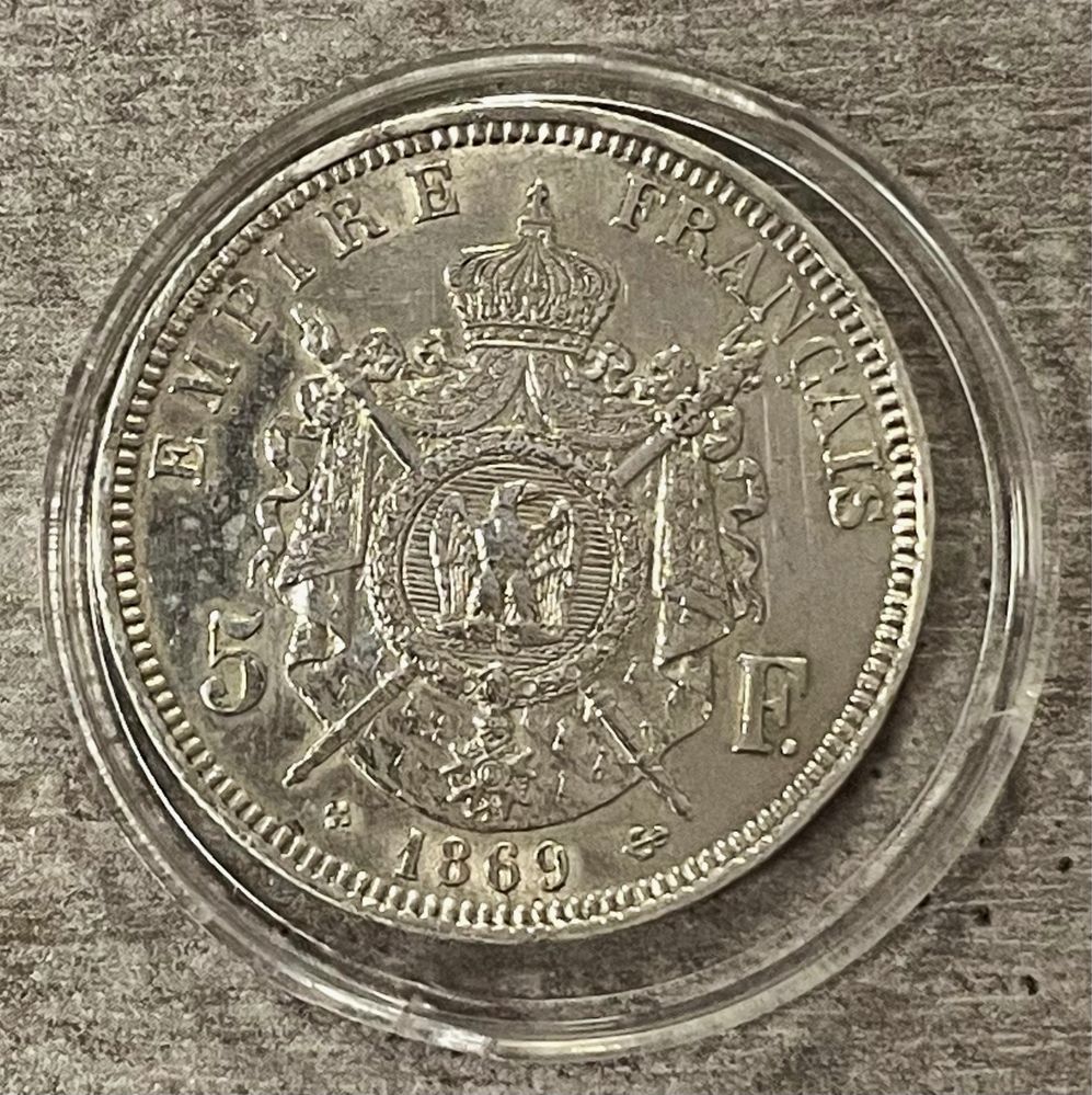 5 Franków Napoleon III Empereur, Francja 1869 STAN !!!