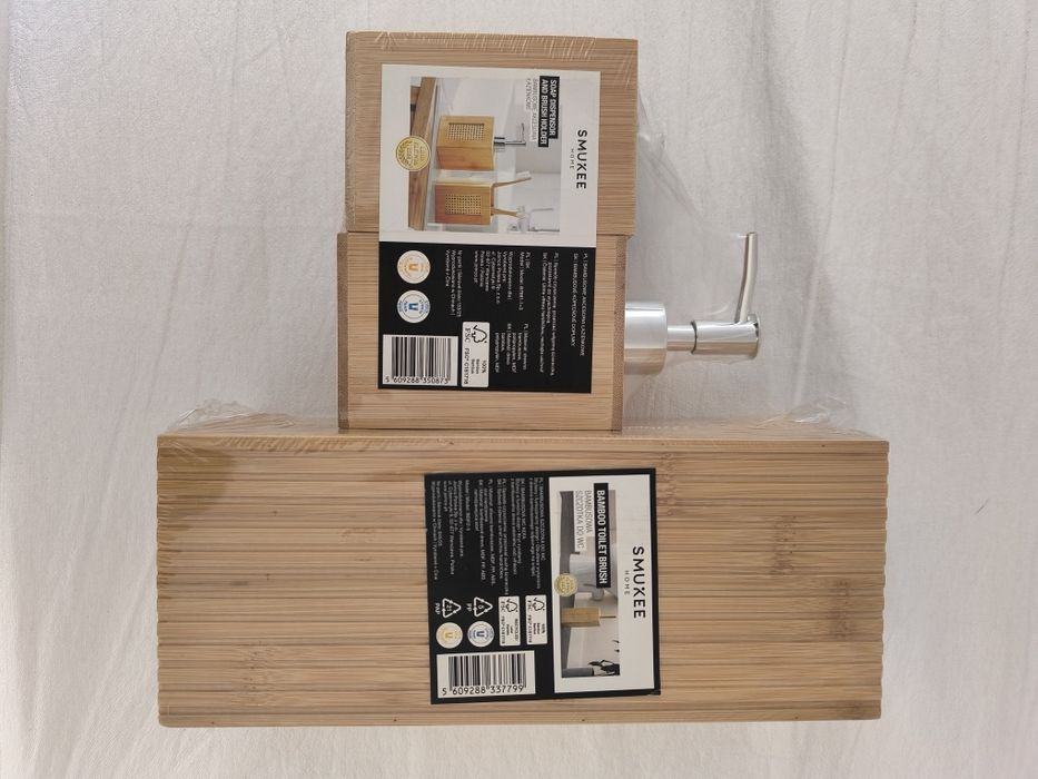 Zestaw akcesoriów łazienkowych smukee bambus