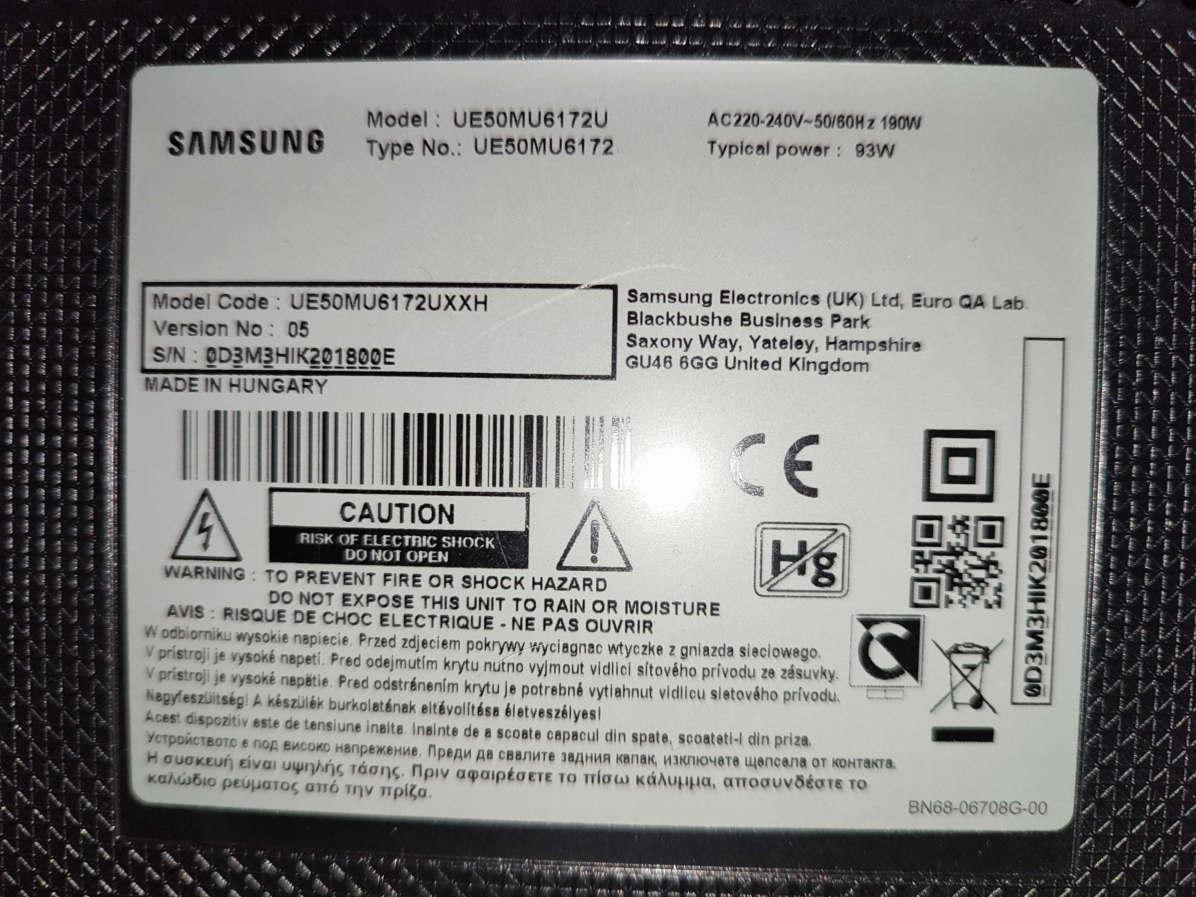 Samsung 50" UE50MU6172U USZKODZONY/Na części