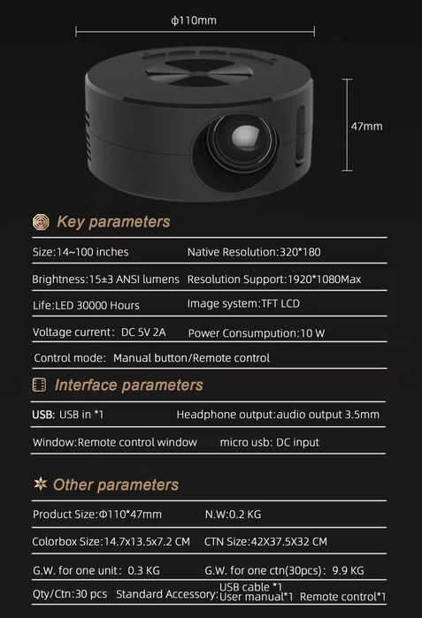 Мини-проектор LED Source