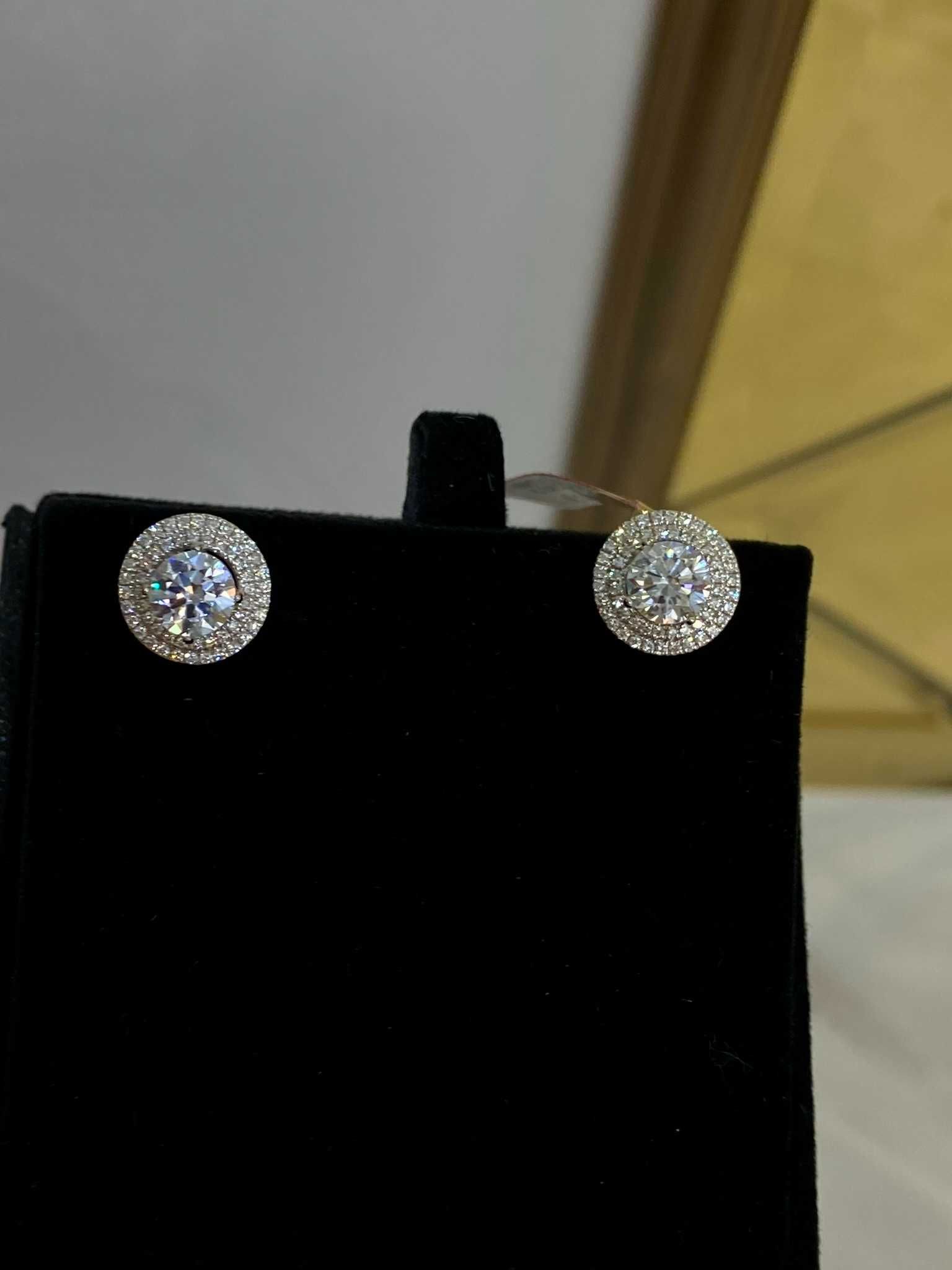 Kolczyki HALO z diamentami 2.53 CT SI2 G-H Certyfikat IGI