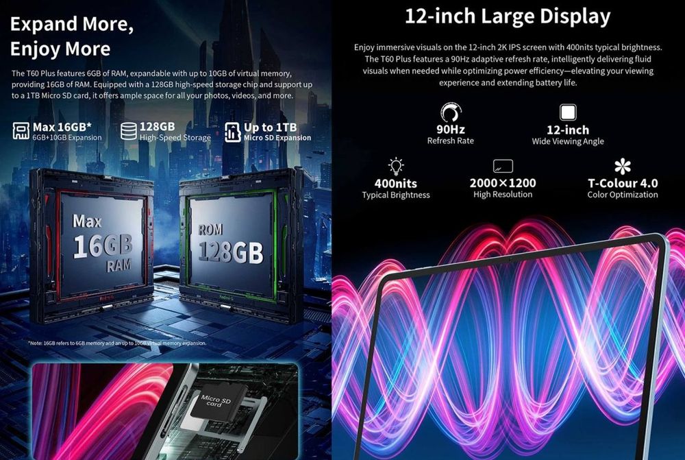 Планшет Teclast T60 Plus 6/128GB 12" 90Hz G88 8000mAh LTE +чохол-книга