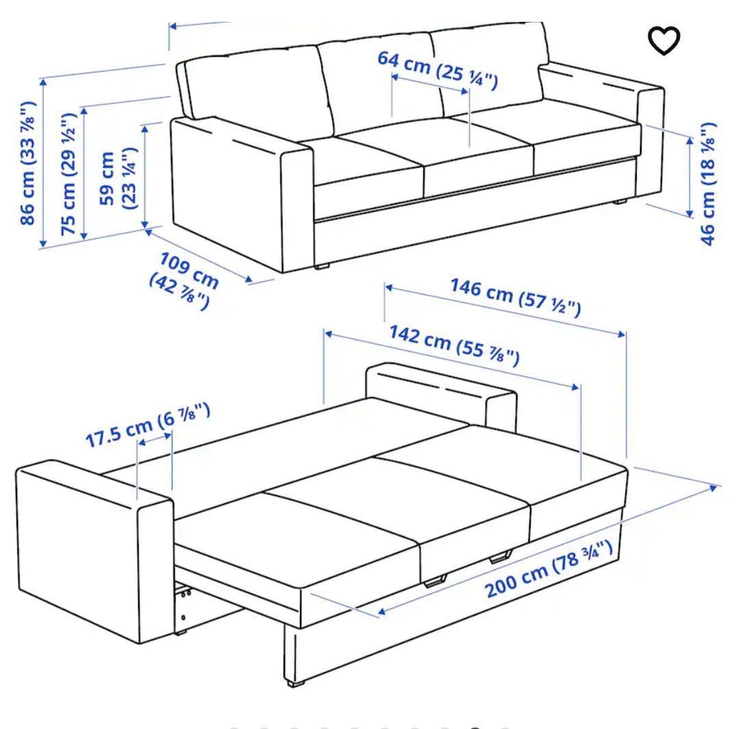 Sofá-cama 3 lugares, Tibbleby turquesa acinz claro. COMO NOVO!!