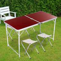 Стол для пикника раскладной с 4 стульями Folding Table коричневый