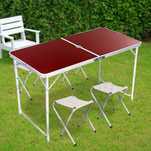 Стол для пикника раскладной с 4 стульями Folding Table коричневый