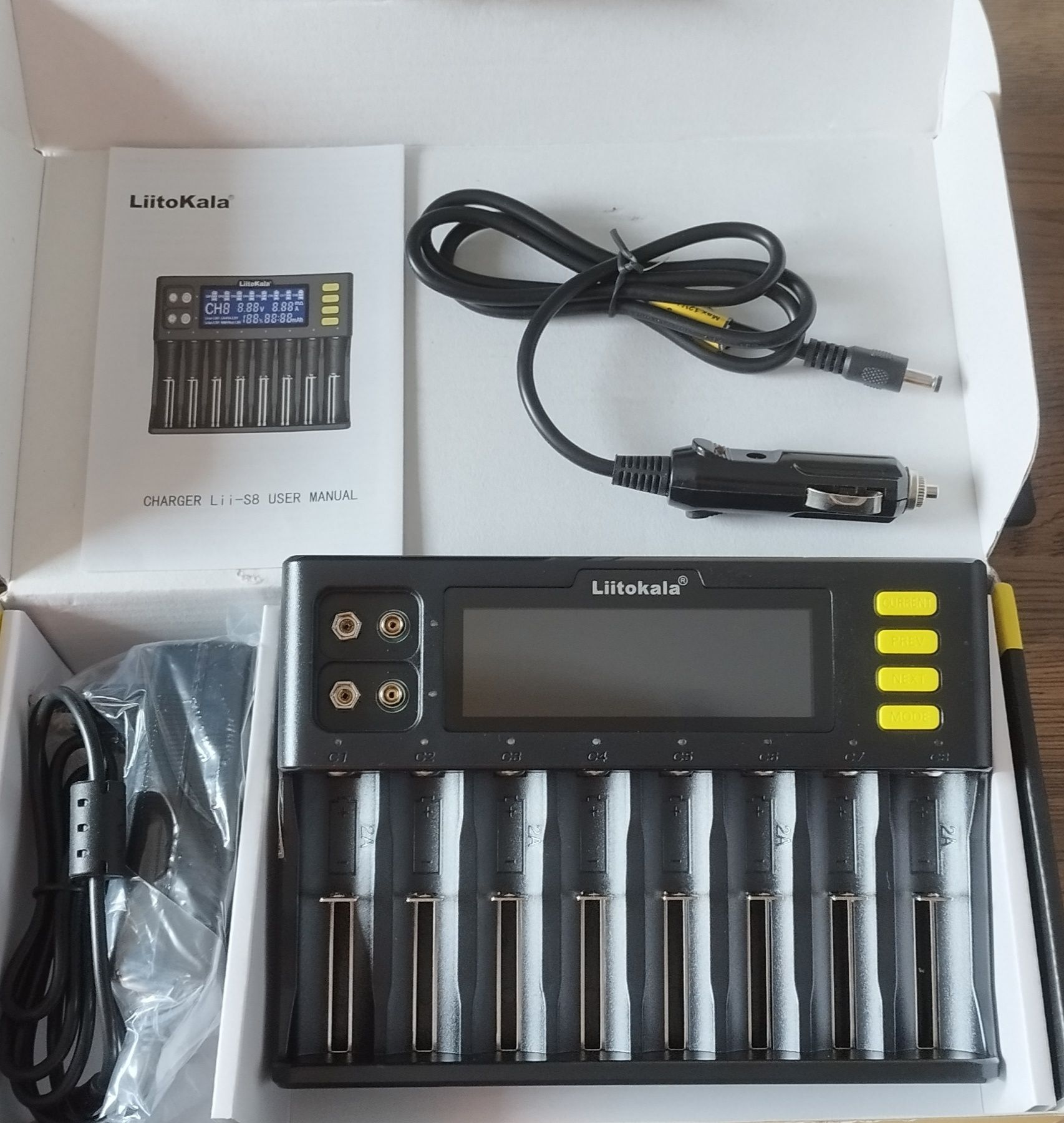 Littokala Li-S8 najlepsza ładowarka akumulatorów gratis kabel do auta