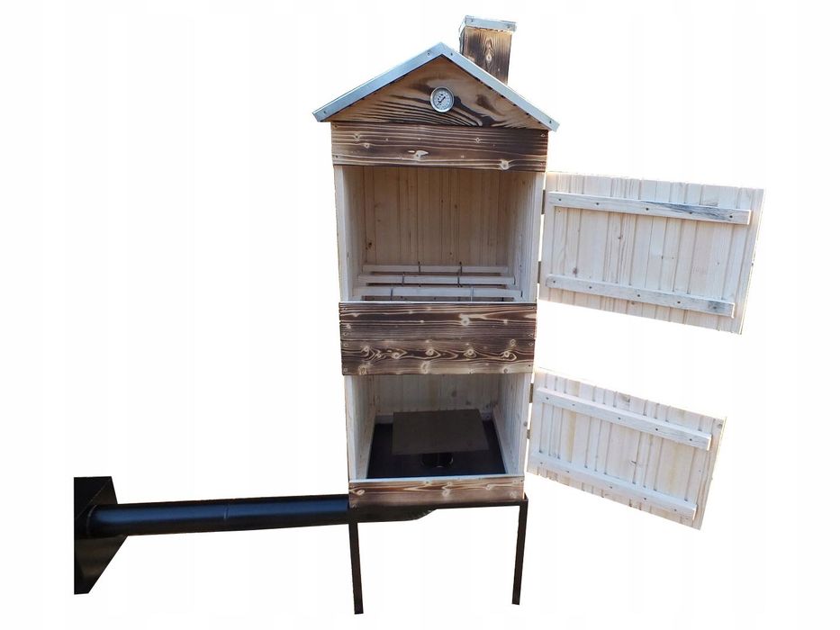 Wędzarnia Drewniana Ogrodowa XXL DACH OBITY BLACHĄ