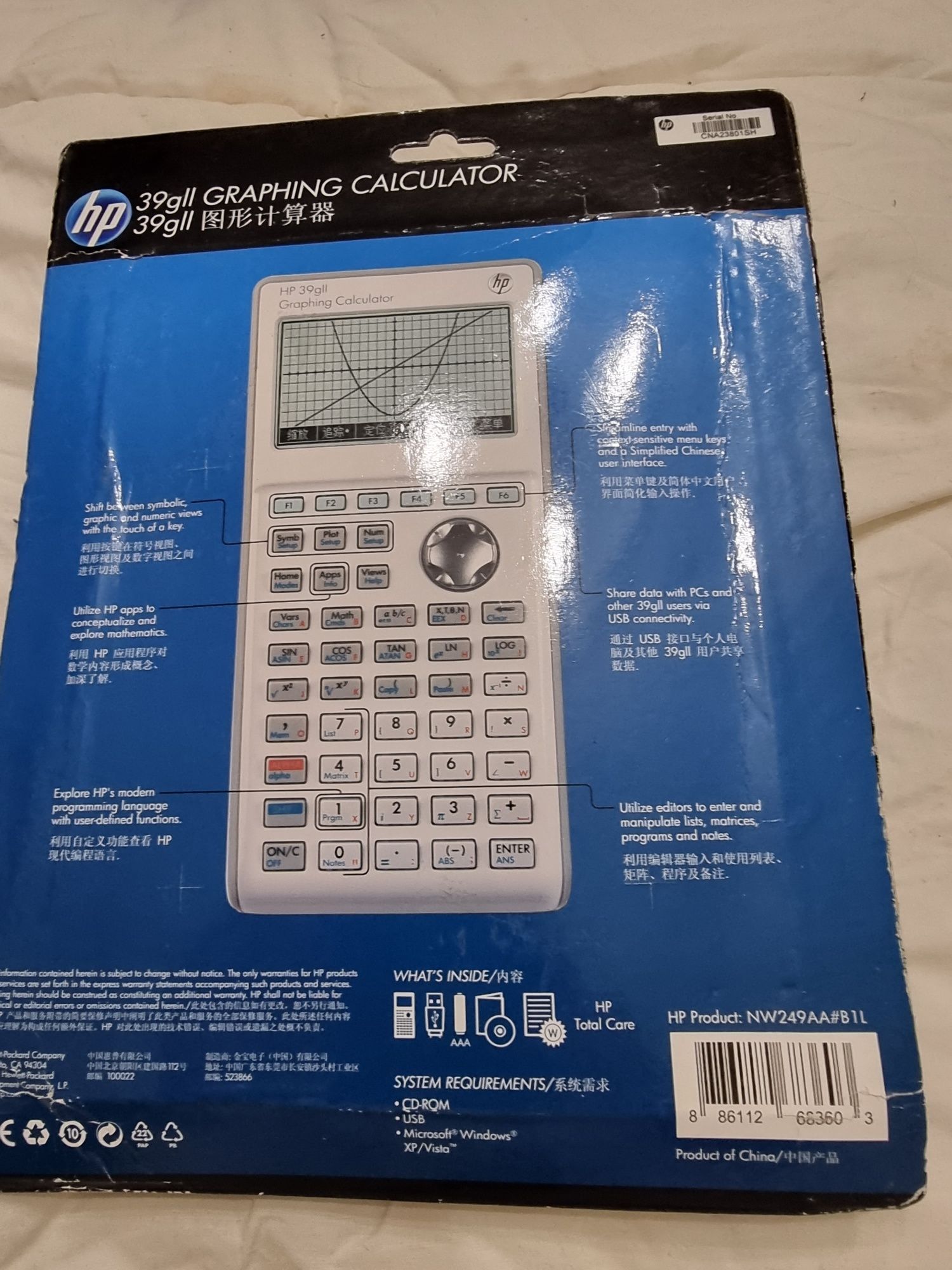 Calculadora gráfica hp 39 gll selada com apps