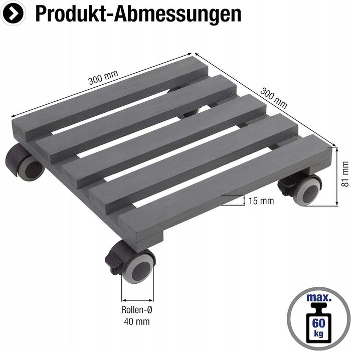Metafranc Wałek do roślin 300x300mm-nośność 60 kg-płyta sosnowa #5982