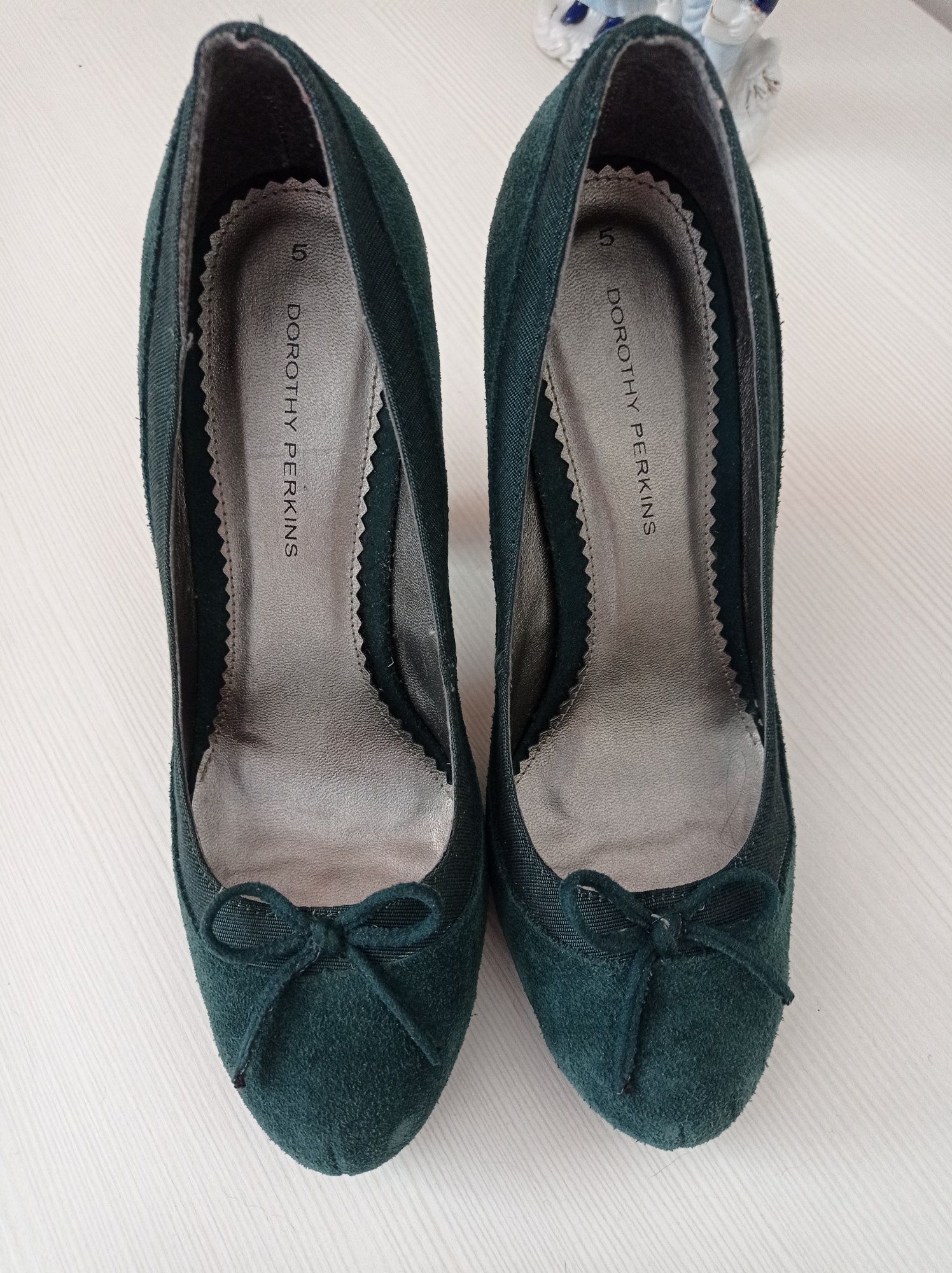 Туфлі з натуральної замші темно зеленого  кольору