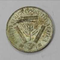 1950 South African Union Silver 3d Tickey