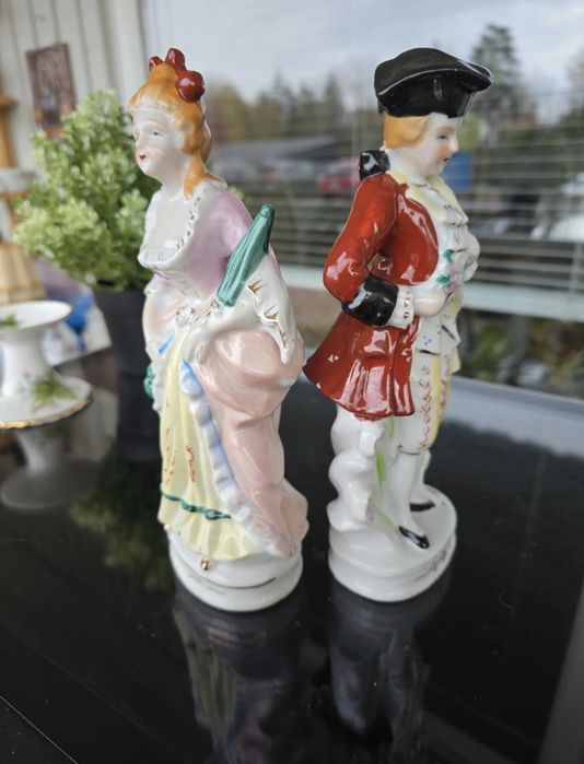 Dwie piękne figurki wiktoriańska para stare Antyk Zabytek Staroć