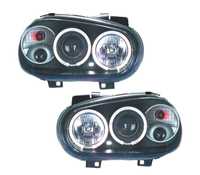 FARÓIS ANGEL EYES CCFL PARA VOLKSWAGEN VW GOLF 4 97-03 FUNDO PRETO