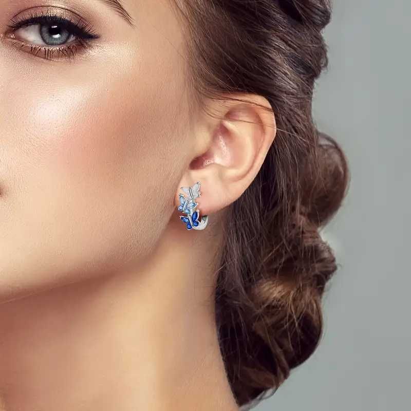 Серебрянные сережки с Градиентом Синего камня для Женщин