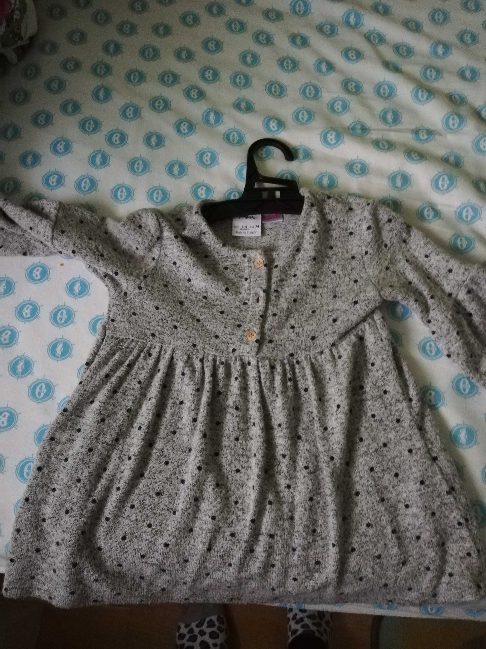 Vestido bebé cinza 6 a 9meses (74cm)