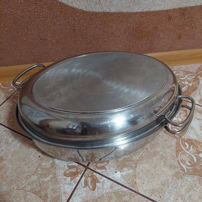 Форма 8-9л  для запікання Жаровня нержавійка протвінь з кришкою