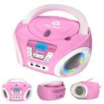 KLIM Candy Kids Odtwarzacz CD dla dzieci radio FM  kolor różowy RGB