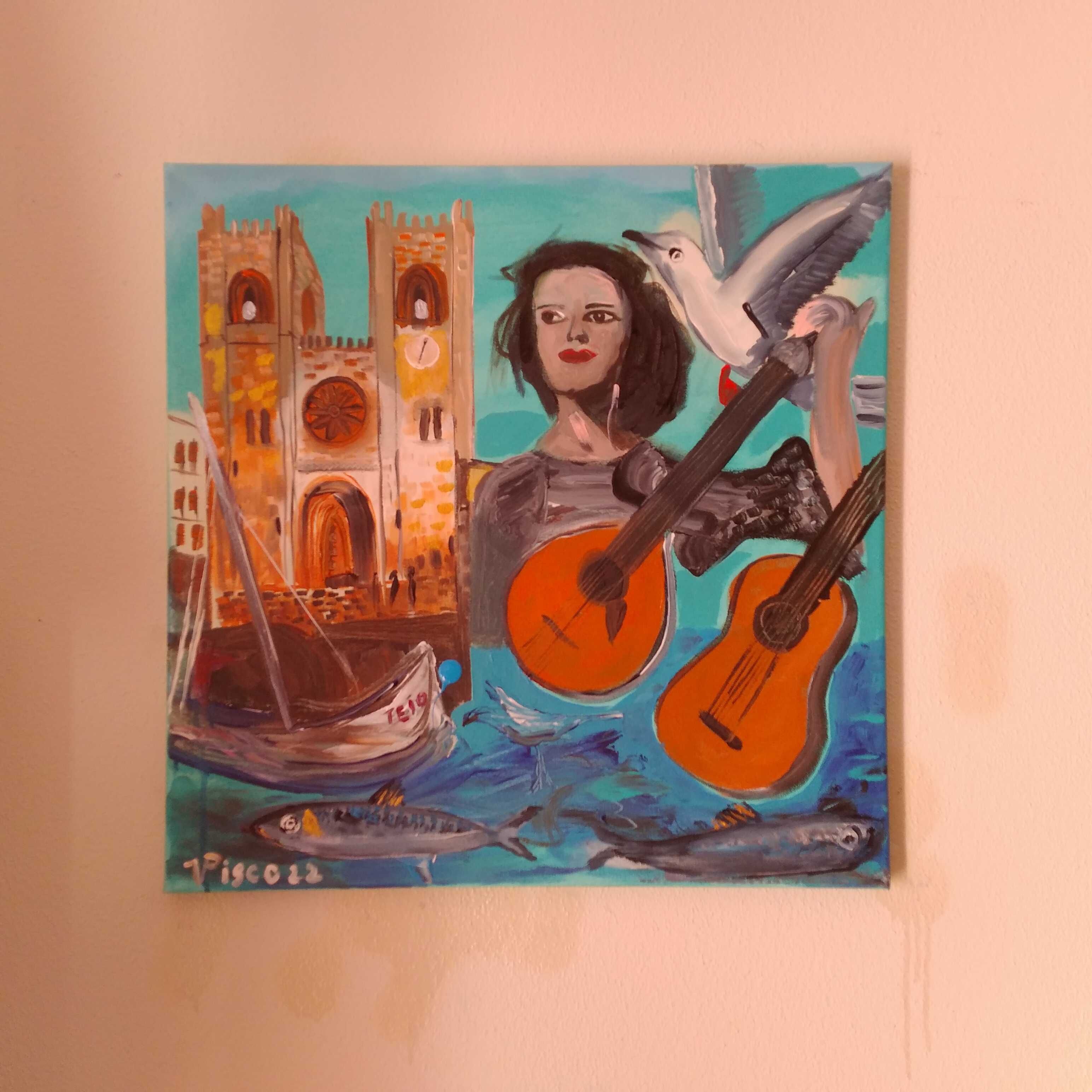 Acrílico sobre tela, 50x50 cm, lisboa e o fado