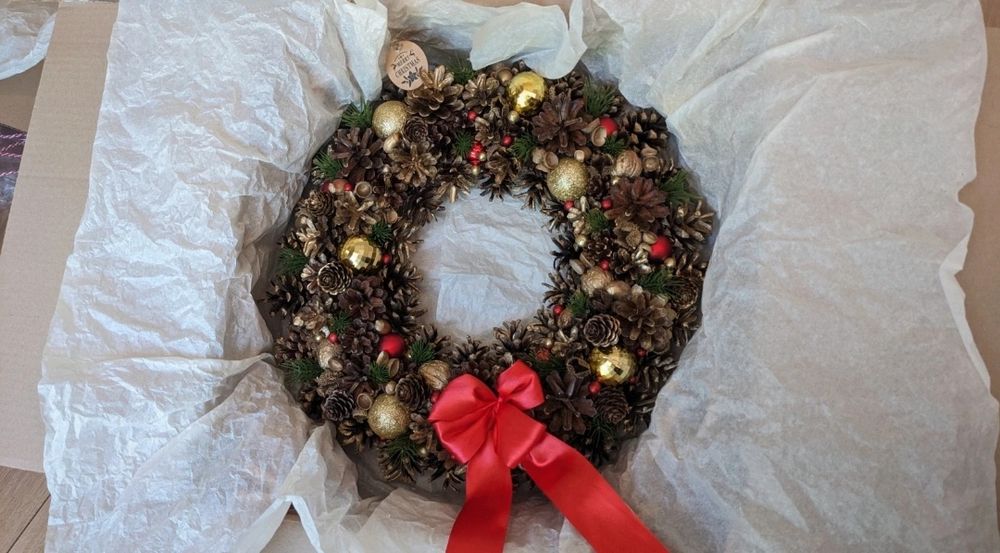 Wieniec wianek świąteczny naturalny z szyszek #8