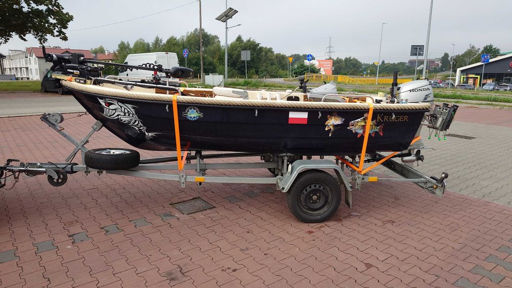 Łódź motorowa wędkarsko rekreacyjna Kruger Lambda 390 silnik Honda 8KM