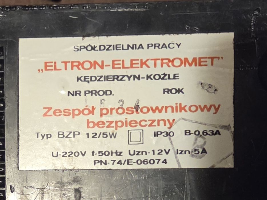 Zespół prostownikowy bezpieczny BZP 12/5W