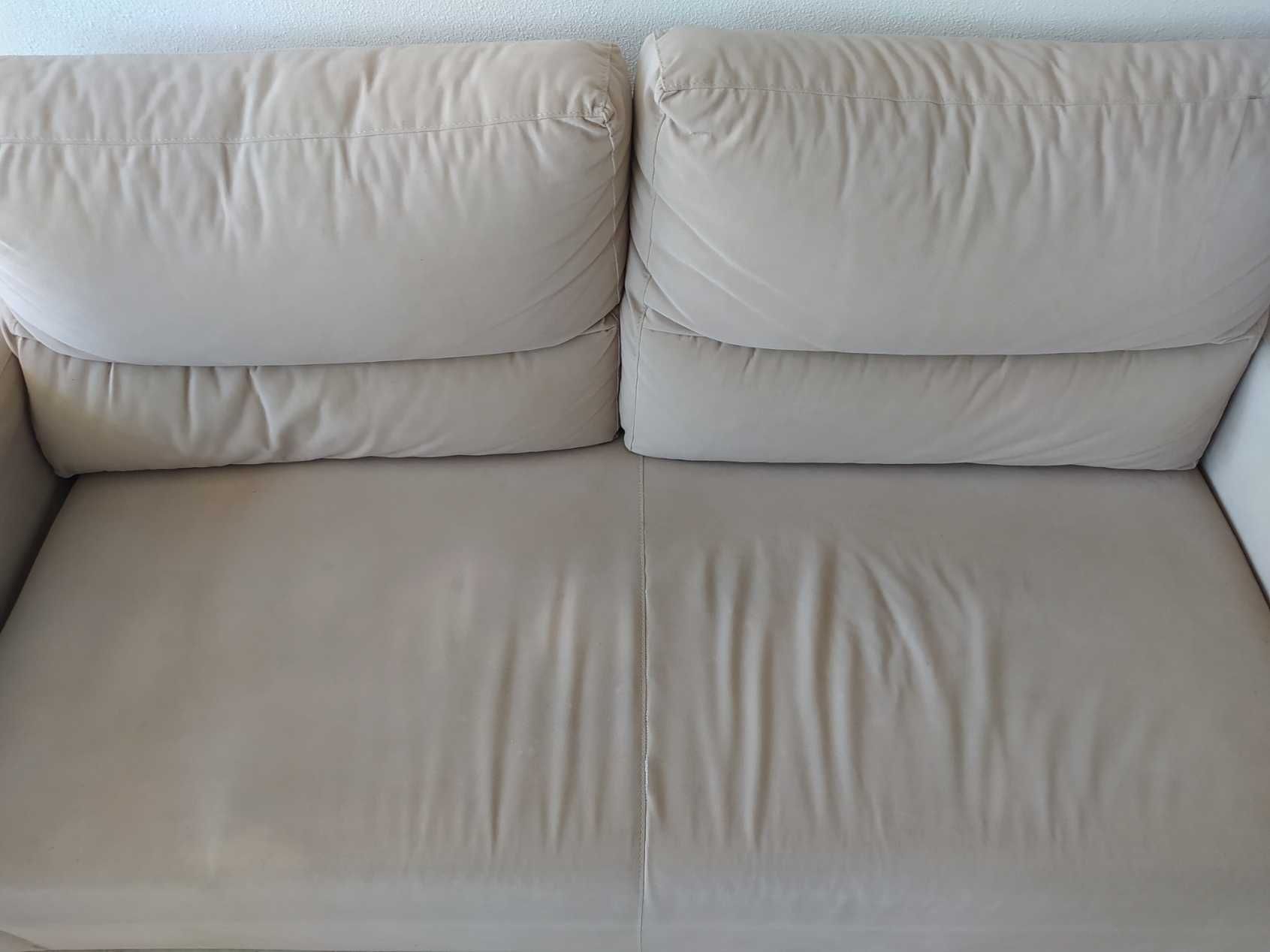 Sofá 3 lugares em tecido bege 175x80cm bom estado com oferta capas