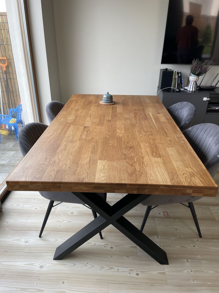 Stół dębowy na metalowych nogach w X DSW:180x100x77