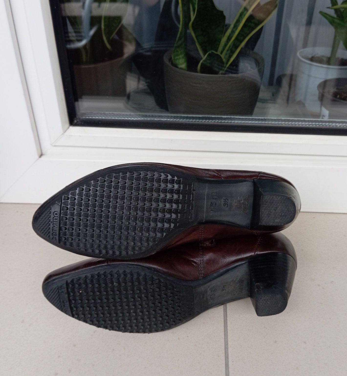Skórzane brązowe buty botki, Hogl, rozmiar 37,5