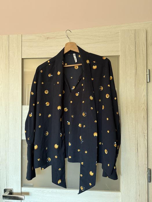 Koszula oversize Mango S 36 granatowa w kółka