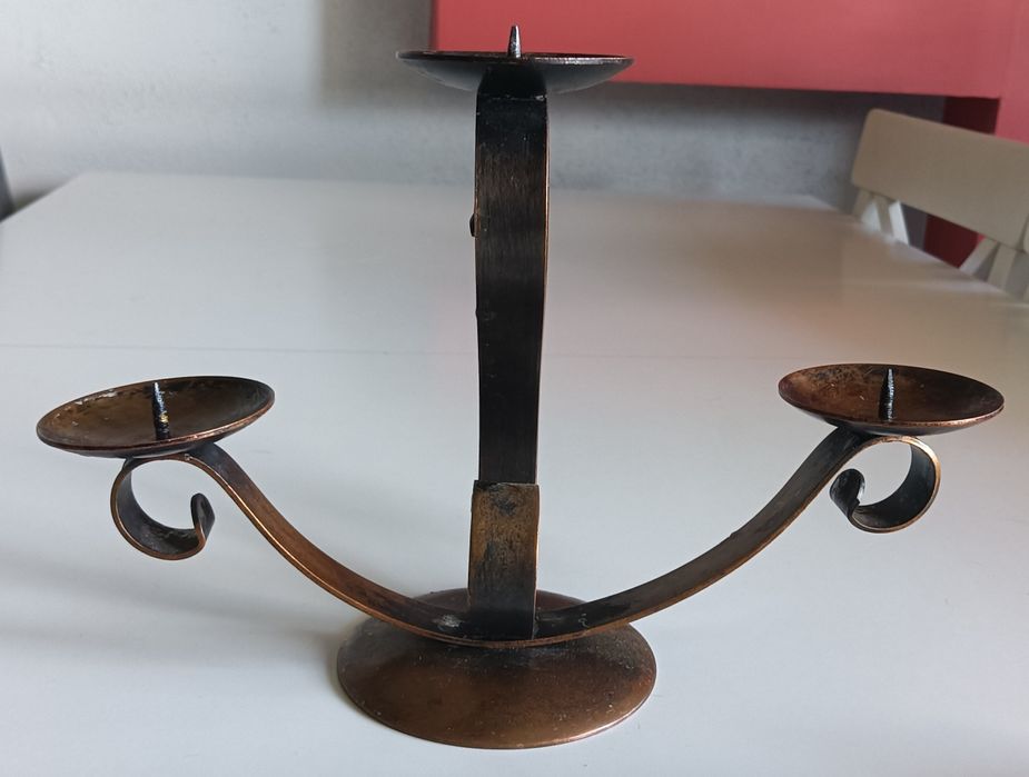 Metalowy świecznik na 3 świece - styl industrialny/vintage.