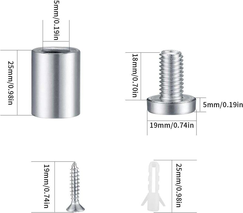 20 peças aço inoxidável para fixações de parede de separação de vidro