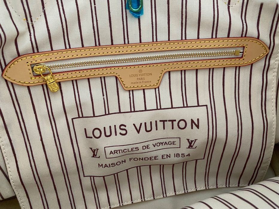 Torebka Louis Vuitton Neverfull GM biała kratka kremowy środek skóra