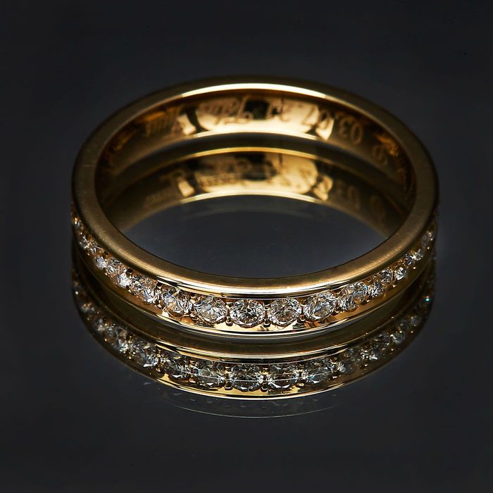 Obrączka z diamentami rząd dookoła szerokość 3.5 mm złoto 585 14K