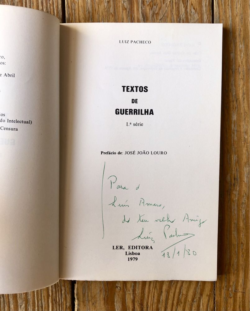 Luiz Pacheco - Textos de Guerrilha 1 e 2 (Autógrafo no Vol. I)