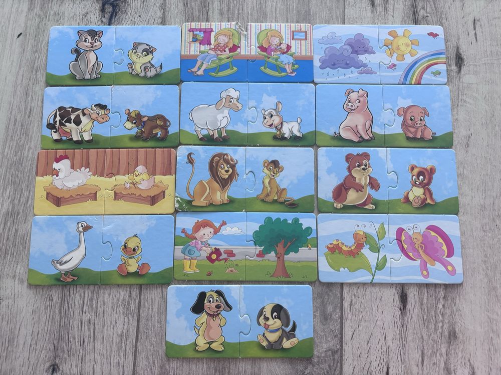 Gra edukacyjna przed i po puzzle