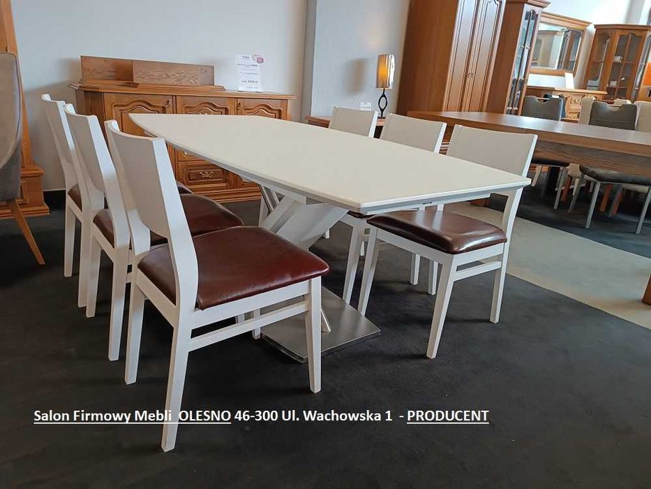 Nowe Krzesła  z Drewna, ze Skóry Naturalnej, -70% Wyprzedaż OLESNO