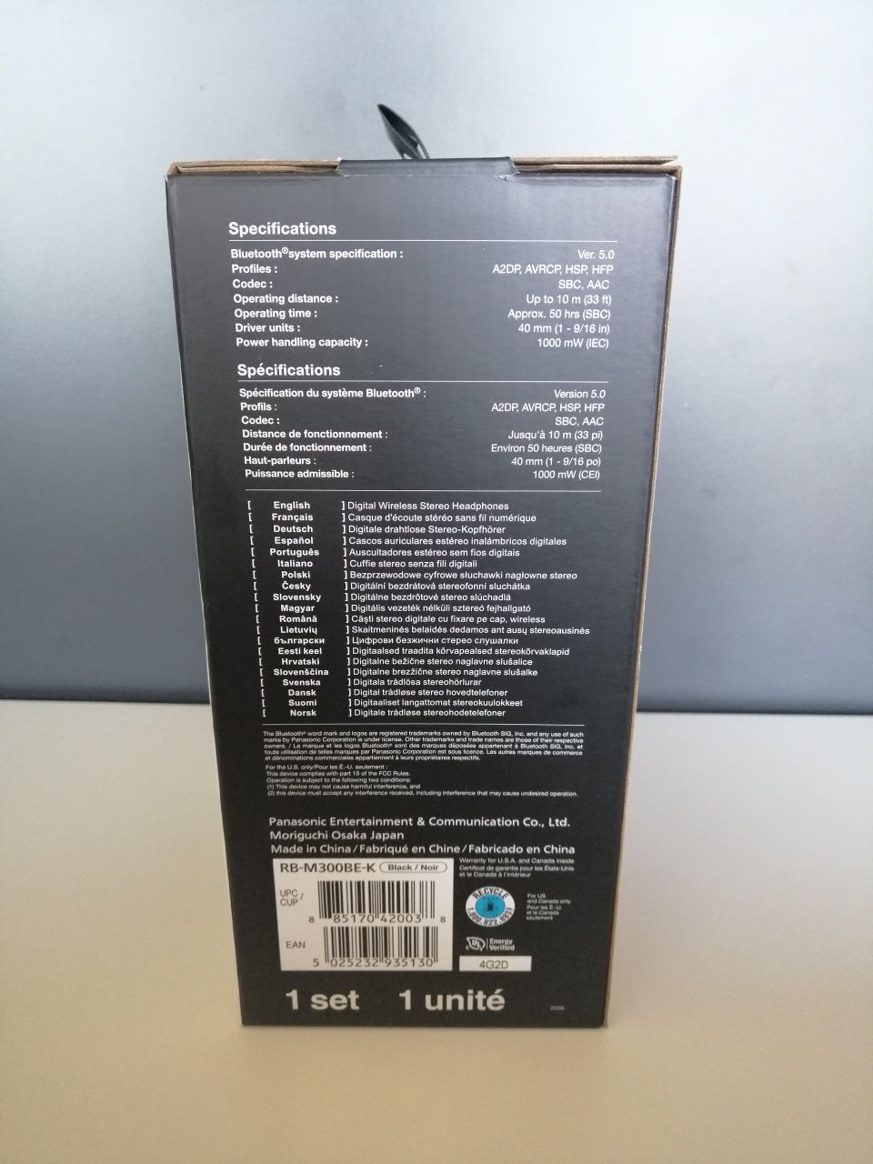 Słuchawki nauszne Panasonic RB-M300B bezprzewodowe bluetooth czarne